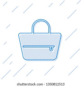 Blue Handbag line icon isolated on white background. Female handbag sign. Glamour casual baggage symbol. Vector Illustration