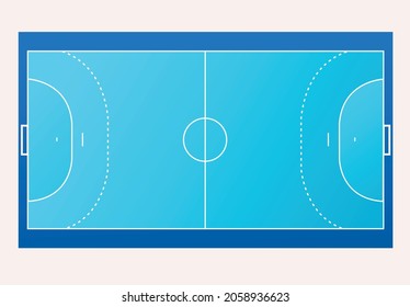 Blue handball court. Sports infographics. Vector illustration