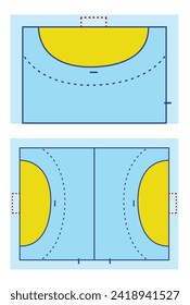 Campo de balonmano azul. ilustración vectorial