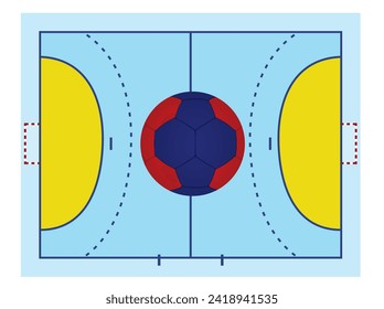 Campo de balonmano azul. ilustración vectorial