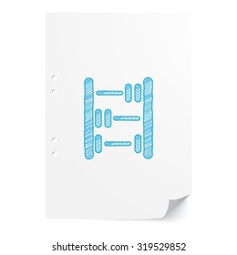 Blue handdrawn Abacus illustration on white paper sheet with copy space