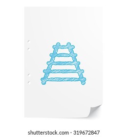 Blue handdrawn Railroad illustration on white paper sheet with copy space