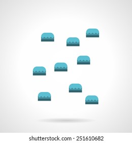 Blue handholds for climbing wall for training. Flat vector icon on white background.