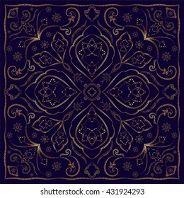 Blue handkerchief with gold ornament