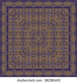Blue handkerchief with golden ornament