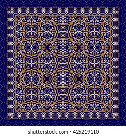 Blue handkerchief with golden ornament