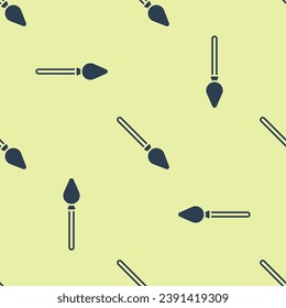 Blue Handle broom icon isolated seamless pattern on yellow background. Cleaning service concept.  Vector