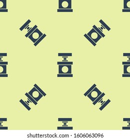 Blue Handle detonator for dynamite icon isolated seamless pattern on yellow background.  Vector Illustration