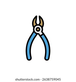 Blue handled dental pliers icon on a White Background