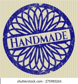 Blauer handgefertigter Gummistempel