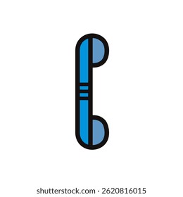 Blue handset icon sits against white backdrop
