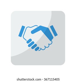 Blue Handshake Agreement icon on grey rounded square button on white