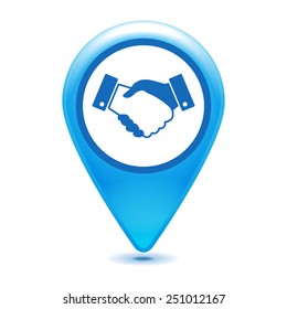 blue handshake vector pointer icon. design for business and finance concept