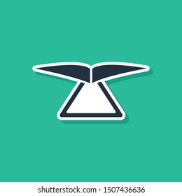 Blue Hang glider icon isolated on green background. Extreme sport.  Vector Illustration
