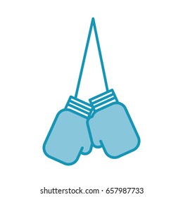 blue hanging boxing gloves