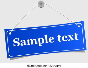 Blue hanging label, vector