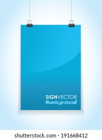 blue hanging paper sign 