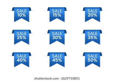 Blue Hanging Ribbon Sale Tags – Discount Labels 10% to 50%