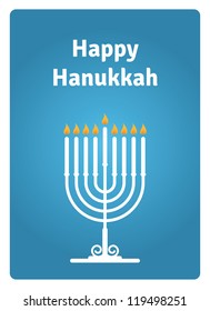 Blue Hanukkah card with a candle