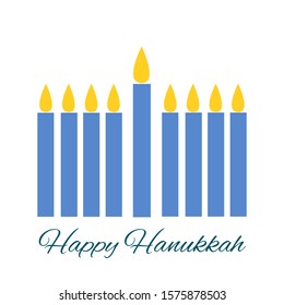 Blue hanukkah menorah on white background. Happy hanukkah card element decorations.