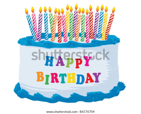 Gateau D Anniversaire Bleu Image Vectorielle De Stock Libre De Droits