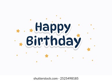 Blue Happy Birthday lettering text banner background with yellow star