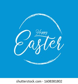 Blue Happy Easter Calligraphic Vector Background
