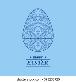 Blue Happy Easter card background egg holiday Vector eps 10