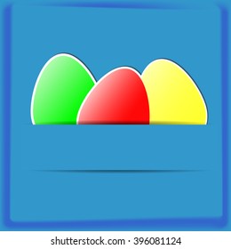 Blue Happy Easter card design with easter eggs, Holidays Background for your text, vector