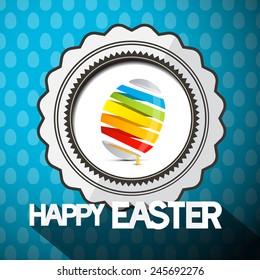 Blue Happy Easter Vector Illustration with Abstract Colorful Egg