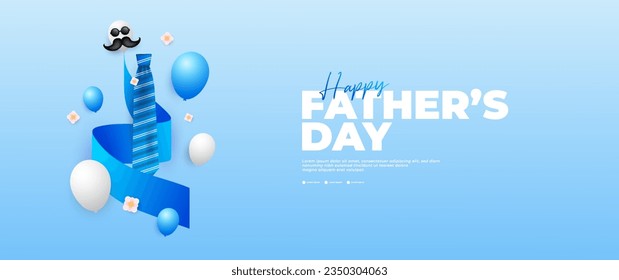 blue happy father's day banner design