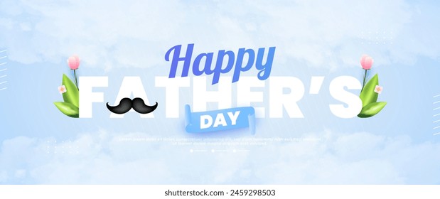 Blue Happy Father's Day banner design