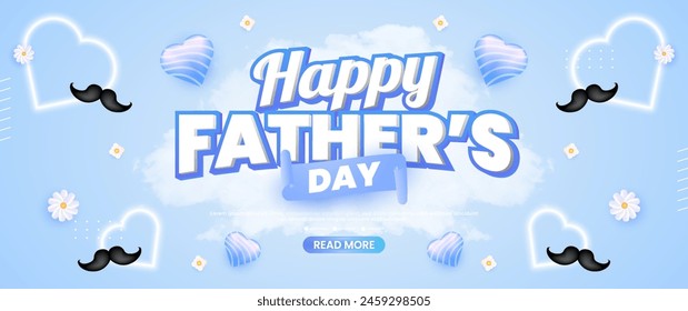 Blue Happy Father's Day banner design