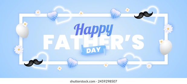 Blue Happy Father's Day banner design