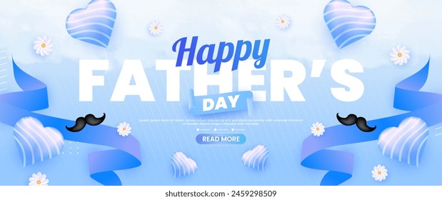 Blue Happy Father's Day banner design