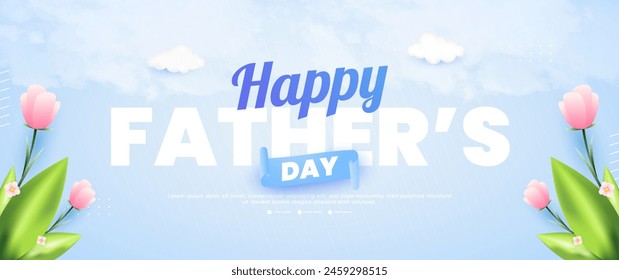 Blue Happy Father's Day banner design