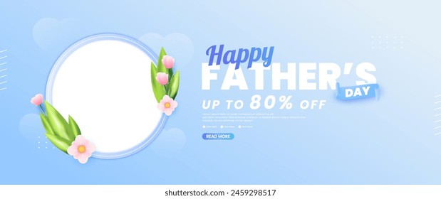 Blue Happy Father's Day banner design