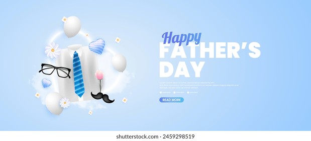 Blue Happy Father's Day banner design