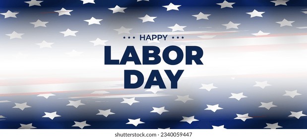 blue happy labor day banner with american flag elements