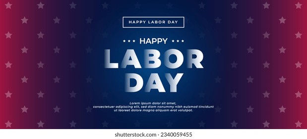 blue happy labor day banner with american flag elements