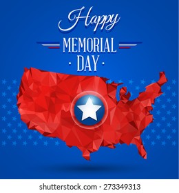 Blue happy memorial day design on a star background