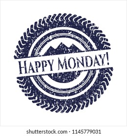 Blue Happy Monday! distress rubber texture