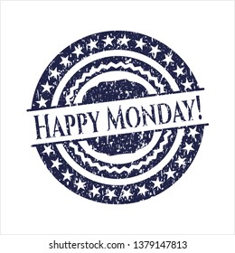 Blue Happy Monday! rubber grunge texture stamp