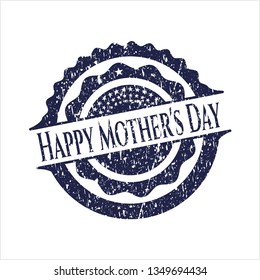 Blue Happy Mother's Day distress rubber grunge texture seal