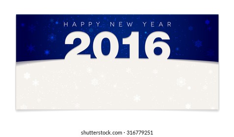 Blue Happy New Year 2016 card with place for your text - vector illustration