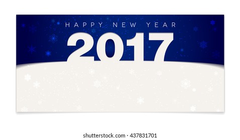 Blue Happy New Year 2017 card with place for your text - vector illustration