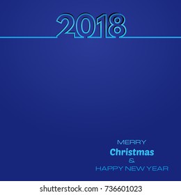 Blue Happy New Year 2018 Background. New Year and Xmas Design Element Template. Vector Illustration.
