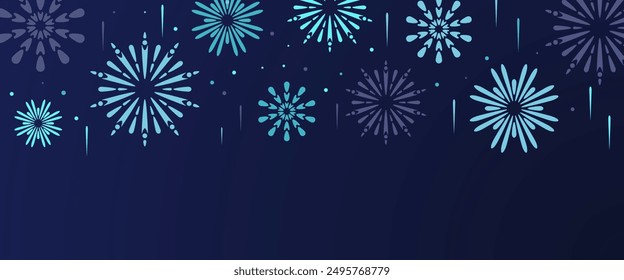 Blue happy new year with fireworks banner