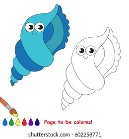 Blue Happy Sea Shell to be colored, the coloring book for preschool kids with easy educational gaming level.
