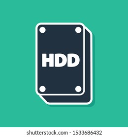 Blue Hard disk drive HDD icon isolated on green background.  Vector Illustration
